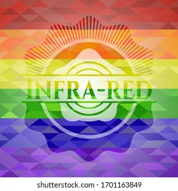 Infra-red emblem on mosaic background with the colors of the LGBT flag