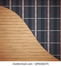 Infrared Floor heating system under wooden cover. Top view. Ways of installing films under cover. Vector Illustration isolated on white background.