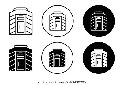 Infrared heat cabin icon set. sauna vector symbol in black filled and outlined style.