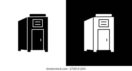 Icono de cabina de calor infrarrojo ilustraciones gráficas planas simples. Vector de silueta blanco y negro