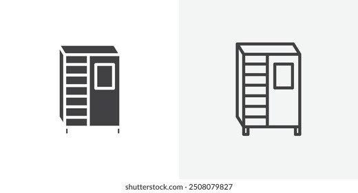 Infrared heat cabin icon in solid and outlined style