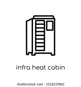 Infrared heat cabin icon. Trendy modern flat linear vector Infrared heat cabin icon on white background from thin line sauna collection, editable outline stroke vector illustration