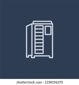 Infrared heat cabin icon. Trendy flat vector line Infrared heat cabin icon on dark blue background from sauna collection. 