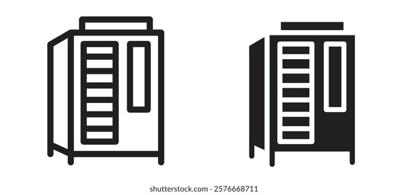 Infrared heat cabin icons in outline and stroke versions