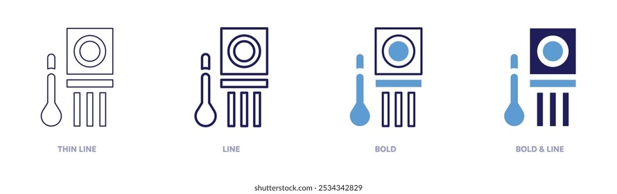 Icono infrarrojo en 4 estilos diferentes. Línea delgada, línea, negrita y línea negrita. Estilo duotono. Trazo editable.