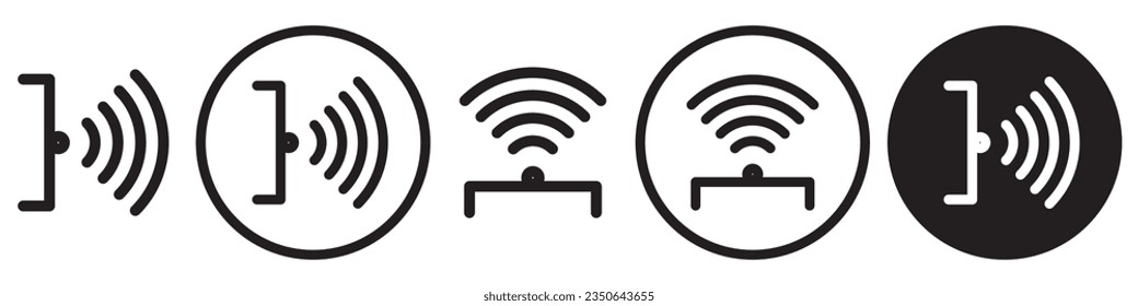 Infrared Icon. Symbol of tv remote with low beam of radio wave frequency to control the television set or computer. Vector set of electromagnetic beam or ray use in electronic product or equipment