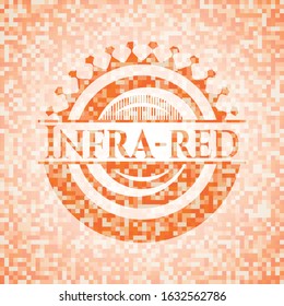 Infra-red orange mosaic emblem with background