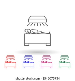 Infrared, physiotherapy, lying multi color icon. Simple thin line, outline vector of physiotherapy icons for ui and ux, website or mobile application