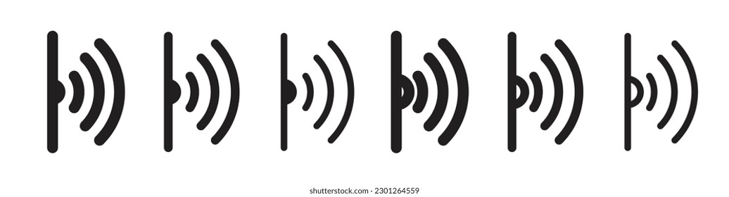 Juego de iconos de rayos infrarrojos. Icono vectorial del sensor láser de haz de luz infrarroja. 