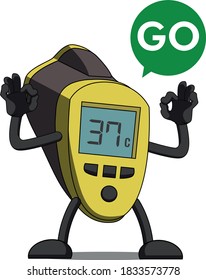 Infrared thermometer cartoon with flat design concept