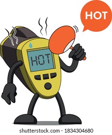 Infrared thermometer cartoon - hot