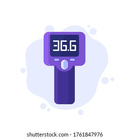 infrared thermometer gun, temperature check vector icon