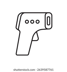 Infrared thermometer icon without display used in contactless temperature screening and medical illustrations