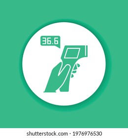 Infrared thermometer measures temperature color glyph icon. Safe travel. Pictogram for web, mobile app, promo.