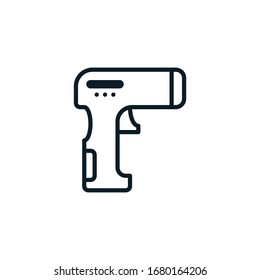 Infrared thermometer outline icons. Vector illustration. Editable stroke. Isolated icon suitable for web, infographics, interface and apps.  