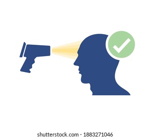 Icono de la línea delgada del termómetro infrarrojo. Contorno editable. medición de fiebre.
