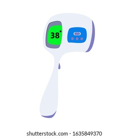 infrared thermometer vector for illustration of checking 
body temperature. 38 degrees. non-contact measurements of objects.