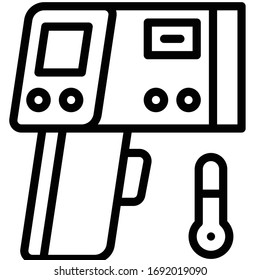 Infrared thermometer vector illustration, line design icon