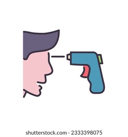 Infrared thermometr related vector icon. Infrared thermometer measures a person temperature sign. Isolated on white background. Editable vector illustration