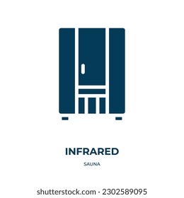 icono de vector de infrarrojos. infrarrojos, equipamiento, iconos rellenos electrónicos del concepto de sauna plana. Icono de glifo negro aislado, elemento de símbolo de ilustración vectorial para diseño web y aplicaciones móviles