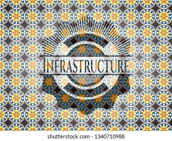 Infrastructure arabic style badge. Arabesque decoration.