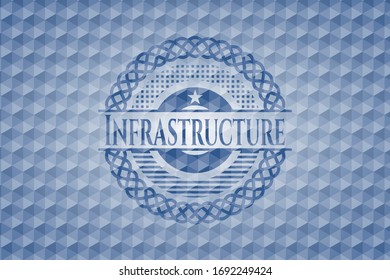 Infrastructure blue emblem with geometric pattern background. Vector Illustration. Detailed.