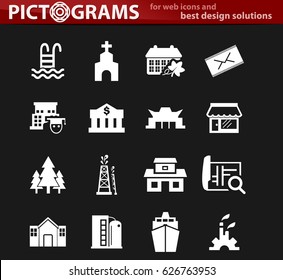 Infrastructure of the city icon set for web sites and user interface