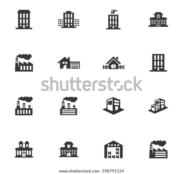 Infrastructure city icons set and symbols for\
web user\
interface