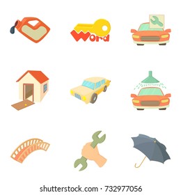 Infrastructure development icons set. Cartoon set of 9 infrastructure development vector icons for web isolated on white background