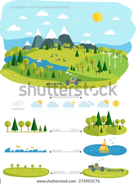 infrastructure flat,
landscape infographic picture with graphics travel and style life
elements for your
design