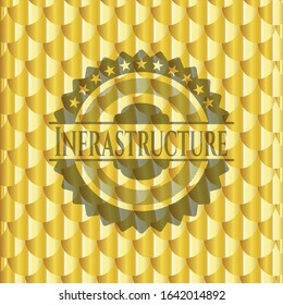 Infrastructure golden badge. Scales pattern. Vector Illustration. Detailed.