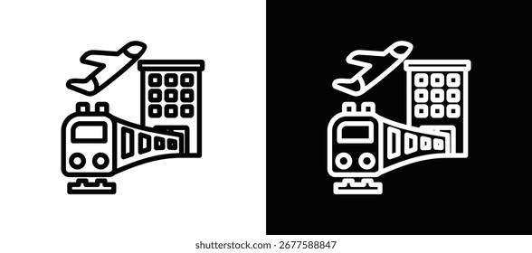 Icono De Infraestructura En Estilo Relleno En Blanco Y Negro