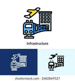 Coleção de Ícones de Infraestrutura com Vários Estilos