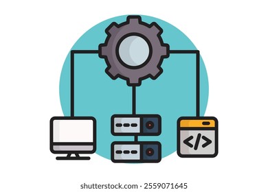 IT infrastructure icon. colored outline icon style. icon related to technology. IT architecture elements vector illustration