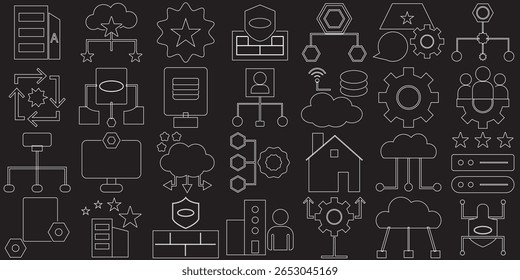  Icono de infraestructura. Contiene edificios, industria, arquitectura, construcción, etc. Ilustración vectorial. EPS 10 AI