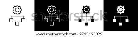 Infrastructure icon set in line and glyph style on black and white background