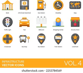 Infrastructure Icons including Airport, Amusement, Park, ATM, Bank, Bicycle, Path, Billboard, Bridge, Bus, Station, Stop, Business, Center, Caf‚, Canal, Church, City, Coffee Shop, Construction, Site