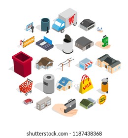 Infrastructure icons set. Isometric set of 25 infrastructure vector icons for web isolated on white background