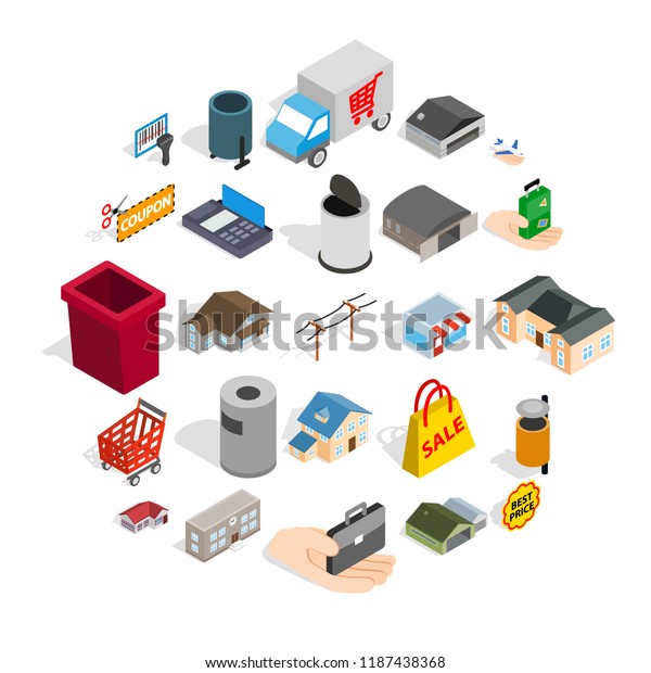 Infrastructure icons set.\
Isometric set of 25 infrastructure vector icons for web isolated on\
white\
background