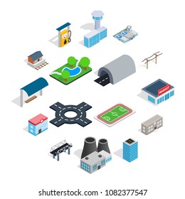 Infrastructure icons set in isometric 3d style. City set collection isolated vector illustration