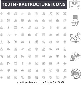 Infrastructure line icons, signs, vector set, outline illustration concept 