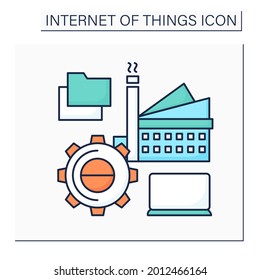  Icono de color de administración de infraestructura. Tecnologías digitales en administración moderna.Ciudad inteligente. Concepto de tecnologías inteligentes digitales. Ilustración vectorial aislada