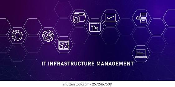 IT Infrastructure Management gradient header modern technology system information company concept of information technology structure