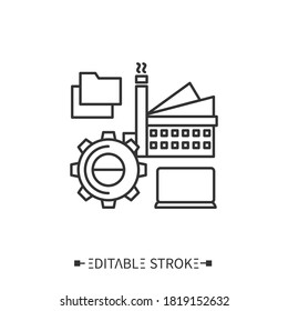 Infrastructure management line icon. Digital technologies in modern management.Smart city. Digital smart technologies concept. Isolated vector illustration. Editable stroke.