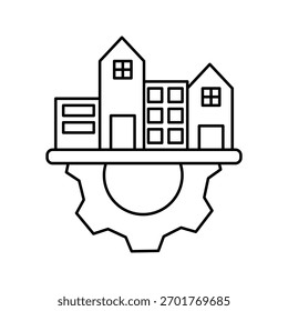 Icono de contorno de infraestructura sobre fondo blanco