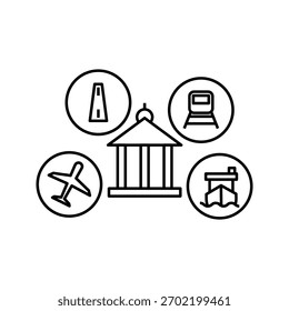 Símbolo do ícone do contorno da infraestrutura para conceito móvel e web design. ilustração vetorial