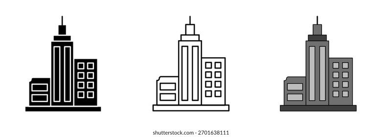 Ícone do conjunto de contornos da infraestrutura, ilustração de vetores no fundo branco