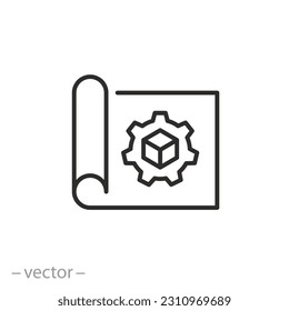 infrastructure plan icon, development construction process, construction management project, thin line symbol - editable stroke vector illustration