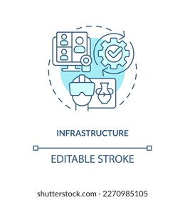 Infrastructure turquoise concept icon. Connecting to network. Layer of metaverse abstract idea thin line illustration. Isolated outline drawing. Editable stroke. Arial, Myriad Pro-Bold fonts used