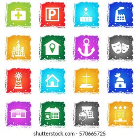 infrastructure vector web icons in grunge style for user interface design